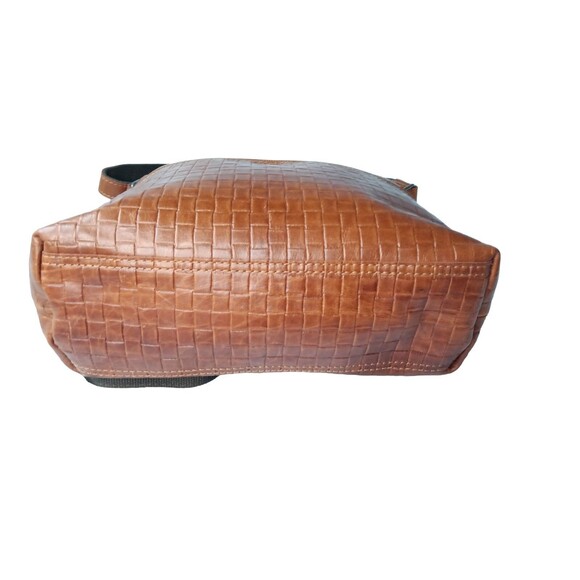Jack Georges Buffalo Leather Midtown Shoulder Bag Woven Brown Voyager Collection - Picture 8 of 10